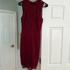 Bar III Rich Red Lace Midi Dress